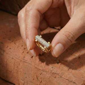 Anillo Único con Diamante de Corte Redondo y Borde Curvo, Cultivado en Laboratorio, Oro Amarillo de 14K, Joyería Fina, Regalo Especial para Amigos - Product Image 5