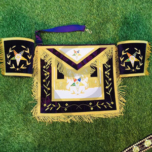 Conjunto de Regalia de Alta Calidad de la Estrella del Este |   Collar, delantal y puños bordados con flecos dorados, accesorios de regalia masónica - Product Image 2