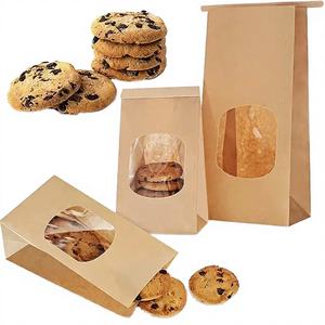 Emballage alimentaire artisanal à emporter, boîte carrée à fond brun pour boulangerie, pain, biscuits, gâteaux, avec ruban en papier laminé enduit de cire - Product Image 2