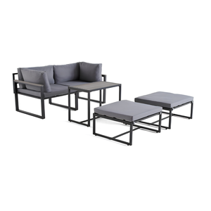 Modern Outdoor Garden Set Metal Patio Sofa Table Cushioned Deck Furniture for Villa Swimming Poolside Rattan Aluminum Lounge - Product Image 3