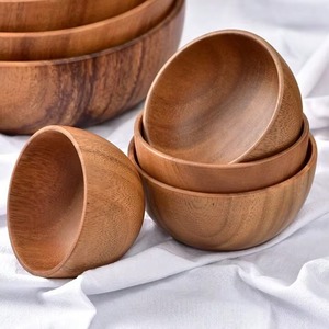 Tazón Redondo de Madera de Acacia Desechable Ecológico, Tazón de Madera para Bodas, Restaurantes y Uso Doméstico - Product Image 1