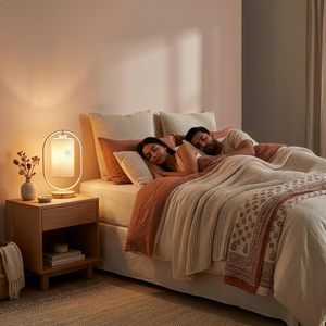 Indoor Decorative Table <b>Lamp</b> for Bedroom Living Room Cotton Shade Bedside Light with On Off Button at Wholesale Price - Product Image 3