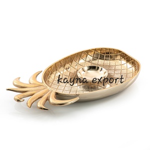 Bol à vaisselle en métal en forme d'ananas de haute qualité décoration de vaisselle élégante finition dorée écologique pour les fêtes - Product Image 1