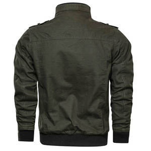 Chaqueta Bomber de Lona Verde Oliva de Alta Calidad para Hombre, Cuello Alto, Cierre de Cremallera, Estilo Casual, Corte Ajustado, Ropa de Invierno - Product Image 2