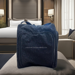 กระเป๋าเดินทางมีกากเพชรแบบถือสำหรับเดินทางข้ามคืนสไตล์เรียบง่ายมีซิปรูดแบบสปอร์ตเสื่อโยคะกระเป๋าโท้ทสะพายไหล่ขนาดใหญ่ - Product Image 3