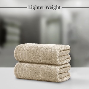 Ensemble de serviettes de toilette en coton 100% uni, rectangulaires, séchage rapide, écologiques, pour usage domestique, couleur beige - Product Image 4