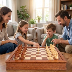 ILAHI's Eco-Friendly Rustic Polished Rectangle <b>Chess</b> <b>Board</b> Game 100% Handmade Pure Wood Animal/Love Style Customized Size <b>Chess</b> - Product Image 3