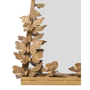 Butterfly Pattern Brass Wall <b>Mirror</b> <b>Rectangle</b> Bohemian Style Home Decor Living Room Wall Hanging Single-piece Package - Product Image 4