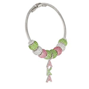 Pink Green Greek Charm Cable <b>Bangle</b> <b>Bracelet</b> Women Beaded Fashion Jewelry Elegant Wrist Accessory Party Gift Trendy <b>Bracelet</b> C - Product Image 5