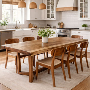 Table à manger moderne en bois massif écologique de qualité supérieure avec pieds en métal pour hôtel et villa - Product Image 4