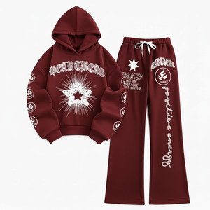 Mens Custom Tracksuit <b>Set</b> <b>2</b> <b>Piece</b> Washed Hoodie Midweight Windproof <b>Plus</b> <b>Size</b> Digital Printed Streetwear Outfit - Product Image 1