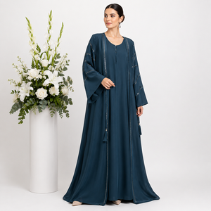 Embroidered Dubai Style <b>Abaya</b> for Women – Elegant Muslimah Dress Premium Embroidery Open <b>Abaya</b> – Modern Islamic Wear for - Product Image 4
