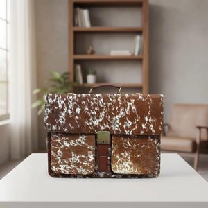 <b>Leather</b> Hair On Laptop Bag Genuine Cowhide Fur Messenger <b>Briefcase</b> Business Office Shoulder Bag LHLB-0004 - Product Image 1