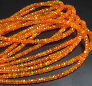 Cuentas de Ópalo Etíope Welo Naranja Natural, Hilo de 16 pulgadas, Gema de Ópalo Facetada de Fuego Intenso, 3.5-5mm, Rondelle de Alta Calidad con Perforación Central - Product Image 5