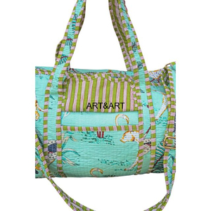 Bolsos de Mano Casuales para Mujer, Grandes, Acolchados, de Algodón, Plegables, Ligeros, con Cierre, Bolsos de Viaje Duraderos - Product Image 5