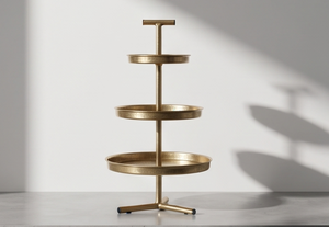 Modern Gold Metal 3 Tier Cake Stand Minimalist Dessert Display Tray Round <b>T</b> <b>Bar</b> Handle Cupcake Holder Party Table Decor - Product Image 2