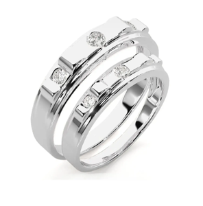 925 Sterling Silver Zircon Bezel Setting Geometric Eternity Band <b>Couple</b> <b>Rings</b> - Product Image 2