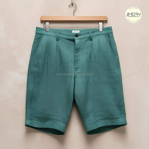 Short décontracté pour hommes 2025 été en lin coton pour vêtements de plage Streetwear conçu avec les derniers styles teints en plaine - Product Image 5