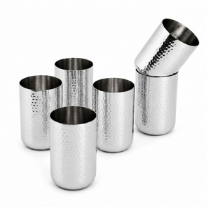 Gobelet en acier inoxydable de qualité alimentaire, incassable, à rayures satinées, en métal, pour la maison et les restaurants - Product Image 5