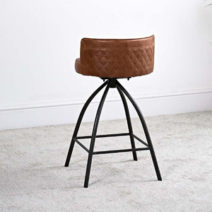 Industrial Brown Fabric Seat <b>Adjustable</b> <b>Bar</b> <b>Stool</b> - Product Image 4