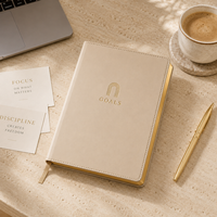 Agenda hebdomadaire LABON Luxury Champagne Goals, couverture rigide en cuir vegan, bords dorés, journal de planification des objectifs, carnet exécutif