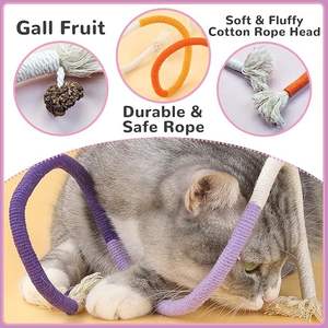 Jouets à mâcher pour animaux de compagnie en corde de coton de 27,55 pouces, aux couleurs contrastées orange, jaune et beige, sûrs et stimulants pour soulager l'ennui - Product Image 4