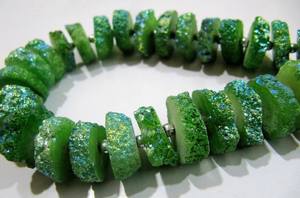Cuentas de cuarzo solar de color verde, cuentas brillantes en forma de disco, de 15 a 20 mm, hebra de 8 pulgadas de largo - Product Image 3