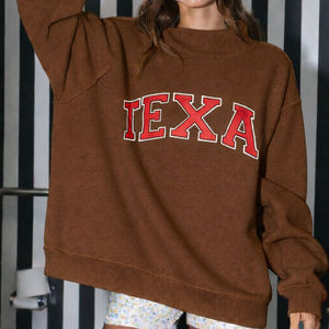 Sweat-shirt à col montant 100 % coton, décontracté, avec lettres brodées sur le devant, pour l'hiver, impression de logo personnalisée, respirant, en molleton - Product Image 3