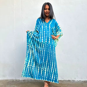 Kaftan bleu aqua tie-dye, robe de plage confortable pour les vacances à la plage - Product Image 1