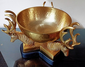 Modern Handmade Metal Golden Deer Statue Fruit Candy Serving Bowl with Large Bowl <b>Centre</b> <b>Table</b> Decor for Party - Product Image 6
