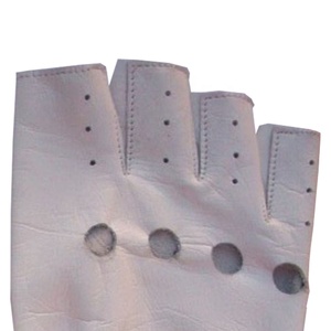 High Quality White Color Genuine Leather Finger Less Cycling Gloves Keven Impex Breathable Summer Unisex Custom logo Wholesale - Product Image 5