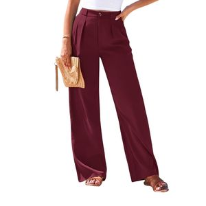 Pantalon de travail classique pour femme, coupe large, sur mesure, taille haute, extensible, en polyester et élasthanne, durable et confortable - Product Image 4