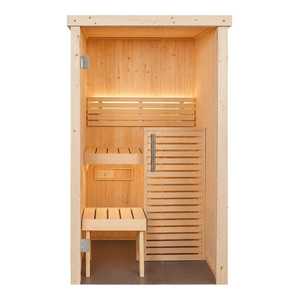 Nouveau kit de sauna intérieur résidentiel S1212SV Mini pour 1 personne avec façade en verre et bois de qualité supérieure - Product Image 1