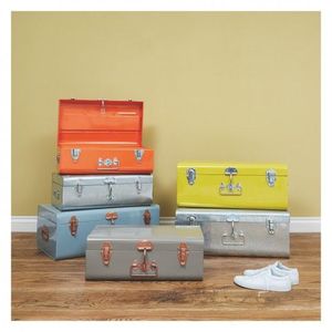 Caja de Herramientas Metálica Naranja Rectangular con Tapa Abatible y Cerradura, 1 Nivel, Diseño Clásico para Almacenamiento - Product Image 2