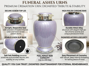 Urna Funeraria de Aluminio Esmaltado con Tapa Roscada Segura y Diseño Único con Patrón de Ondas |   Urna Funeraria Resistente para Cenizas Humanas de Adultos - Product Image 4