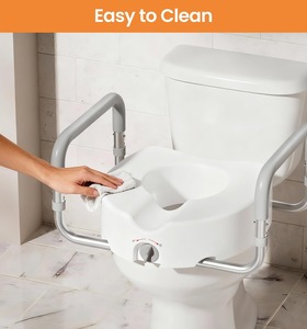Siège de toilette surélevé HOMLAND avec poignées, adapté à la plupart des toilettes, gris - Product Image 3