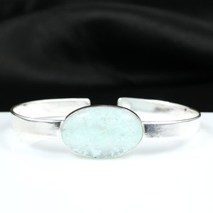 Top Selling Aqua Crackle Glass <b>Bracelet</b> 925 Sterling <b>Silver</b> Plated Adjustable <b>Cuff</b> <b>Bracelet</b> for Women Handmade Fashion Jewelry - Product Image 1