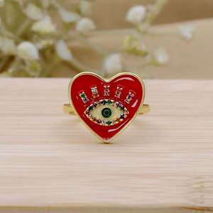 Promotion Enamel Heart Shape Evil Eye <b>Ring</b> Gold Plated Red White Black rainbow Cz Open <b>Adjusted</b> <b>Ring</b> for Women - Product Image 5