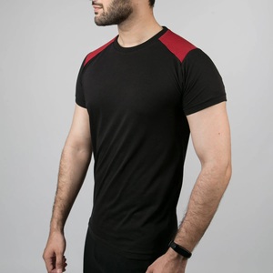 T-shirt décontracté pour homme en coton 100% tricoté, col rond, manches raglan, coupe classique, respirant et à séchage rapide, noir - Product Image 3