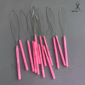 Pink Black Dual Color Hair Extension Loop <b>Needle</b> Wire <b>Threader</b> Pulling Hook Set for Micro Link Beads Extension Supply - Product Image 5