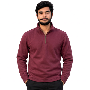 Sudadera con media cremallera de marca privada, sudadera personalizada para minoristas, sudadera con media cremallera de diseño tonal. - Product Image 4