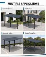Abri de voiture moderne en tuiles de type Grande Muraille - Structure manuelle en alliage d'aluminium, résistant au vent et durable pour parking en extérieur