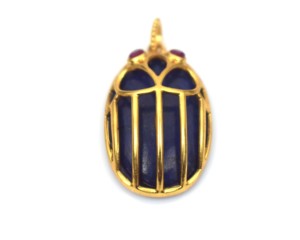 Gold Plated multi Gemstone Lazuli Scarab Pendant With Ruby Accents Classic Themed Charm For Everyday Wear Unisex Jewelry - Product Image 1