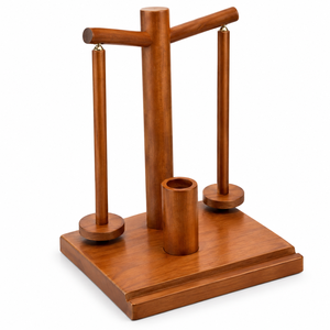 Wooden T-Shaped Yarn Holder Double Tier <b>Storage</b> <b>Rack</b> With Crochet Hooks Organizer For Knitting Craft Supplies - Product Image 2