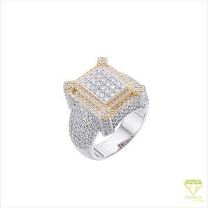 Bague carrée audacieuse en argent sterling 925 avec diamant Moissanite et sertissage de pierres détaillées, bijoux de luxe tendance couleur or - Product Image 2