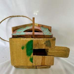 Casa para Pájaros Reciclada, Hecha a Mano, Sostenible, de Madera, Estilo Barco, Color Madera Envejecida, Jaula Original para Pájaros, Casa para Pájaros Pequeños de Exterior - Product Image 2