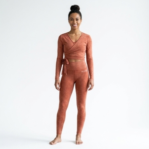 <b>Women</b> Long Sleeve Wrap <b>Crop</b> Top High Waist <b>Leggings</b> Set Yoga Workout Fitness Activewear - Product Image 5