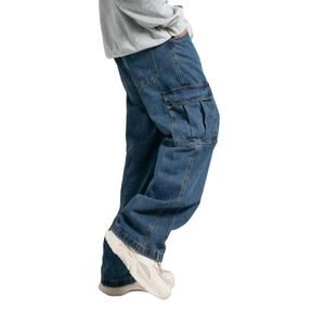 กางเกงยีนส์ทรงคาวบอยเอวสูงทรงหลวมคุณภาพสูงสำหรับผู้ชาย สีน้ำเงินฟอกอ่อน ราคาประหยัด - Product Image 2