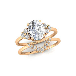 Bague de fiançailles de luxe en or 14K/18K avec diamant ovale D VVS2 de 2 carats cultivé en laboratoire, certifié IGI, empilable, vintage, unisexe, pour couples - Product Image 4