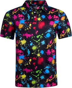 Vêtements de golf, polo à imprimé animal, respirant, séchage rapide, manches courtes, spandex/polyester - Product Image 1